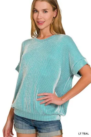 COASTAL CURRENT RIBBED TOP - (teal)