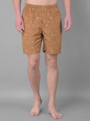 COBB DARK CAMEL WHITE PRINTED SHORTS