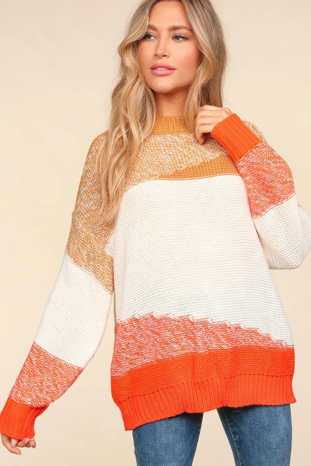 Color Block Oversized Knit Sweater
