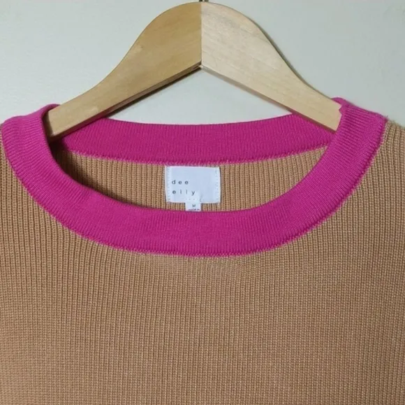 Colorblock Oversized Boxy Sweater by Dee elly Wide Sleeve Crew Neck Size Medium