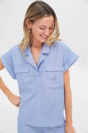 Cornflower Blue Stripe Scottie Shirt