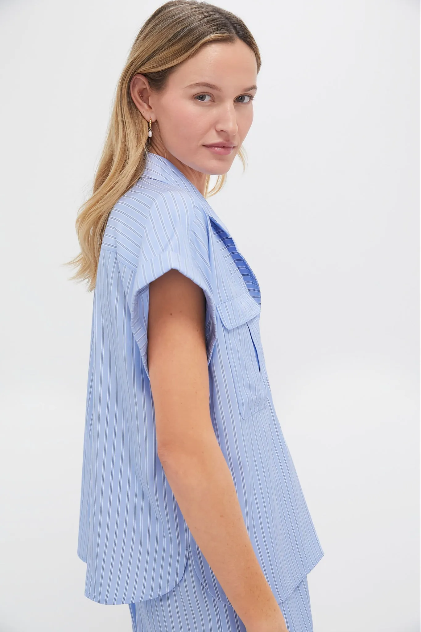 Cornflower Blue Stripe Scottie Shirt