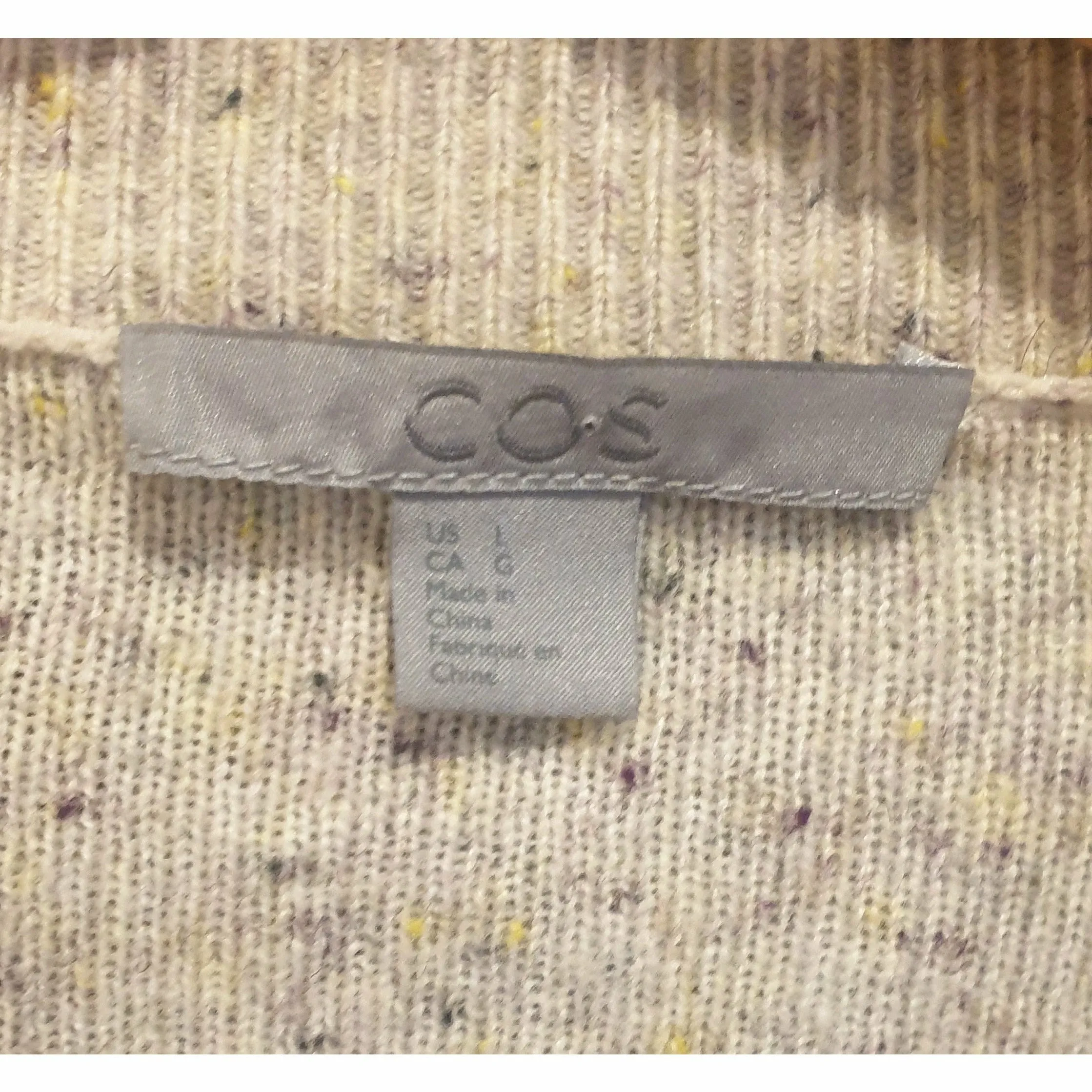 Cos 100% wool natural coloured cardigan with flecks size L (best fits 14)