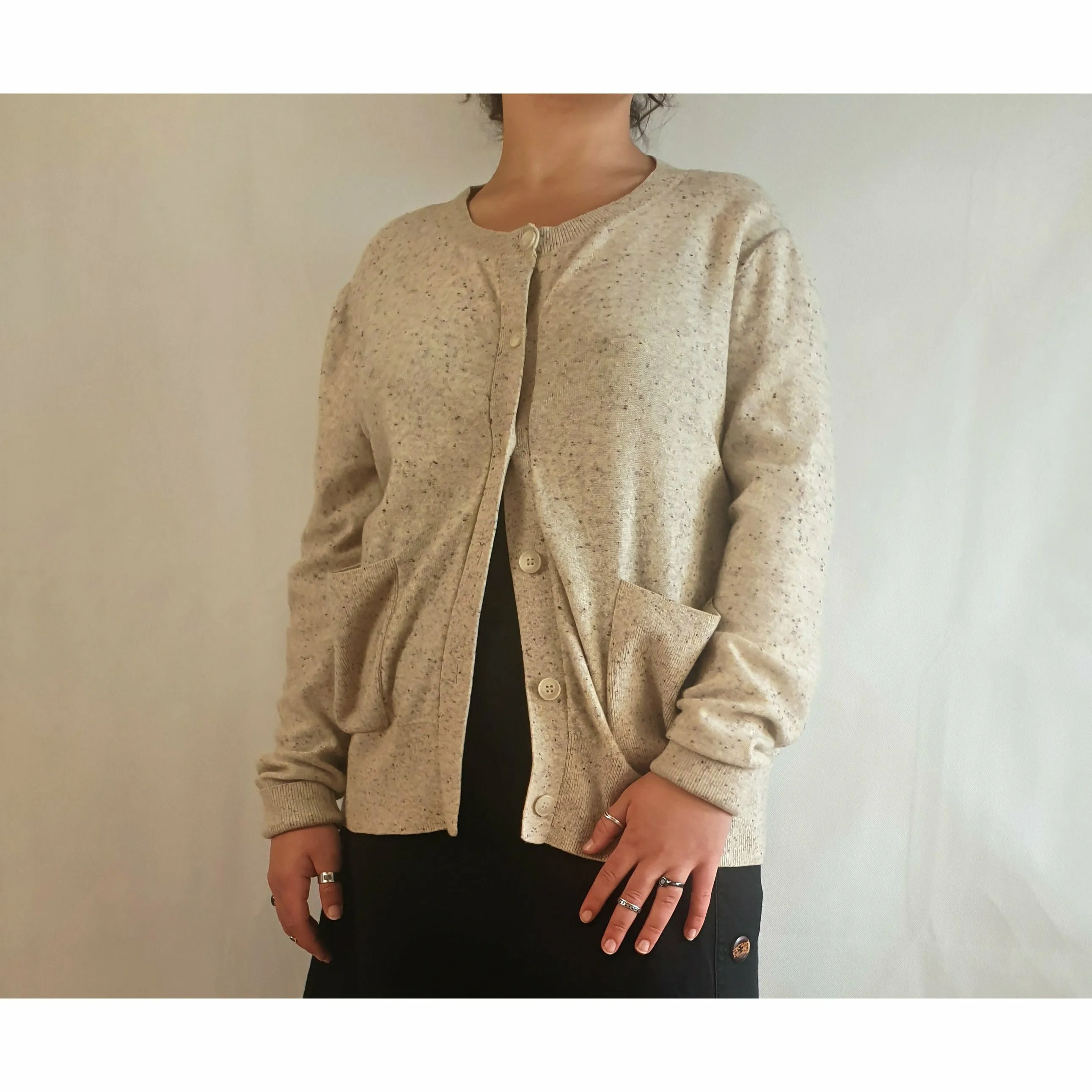 Cos 100% wool natural coloured cardigan with flecks size L (best fits 14)