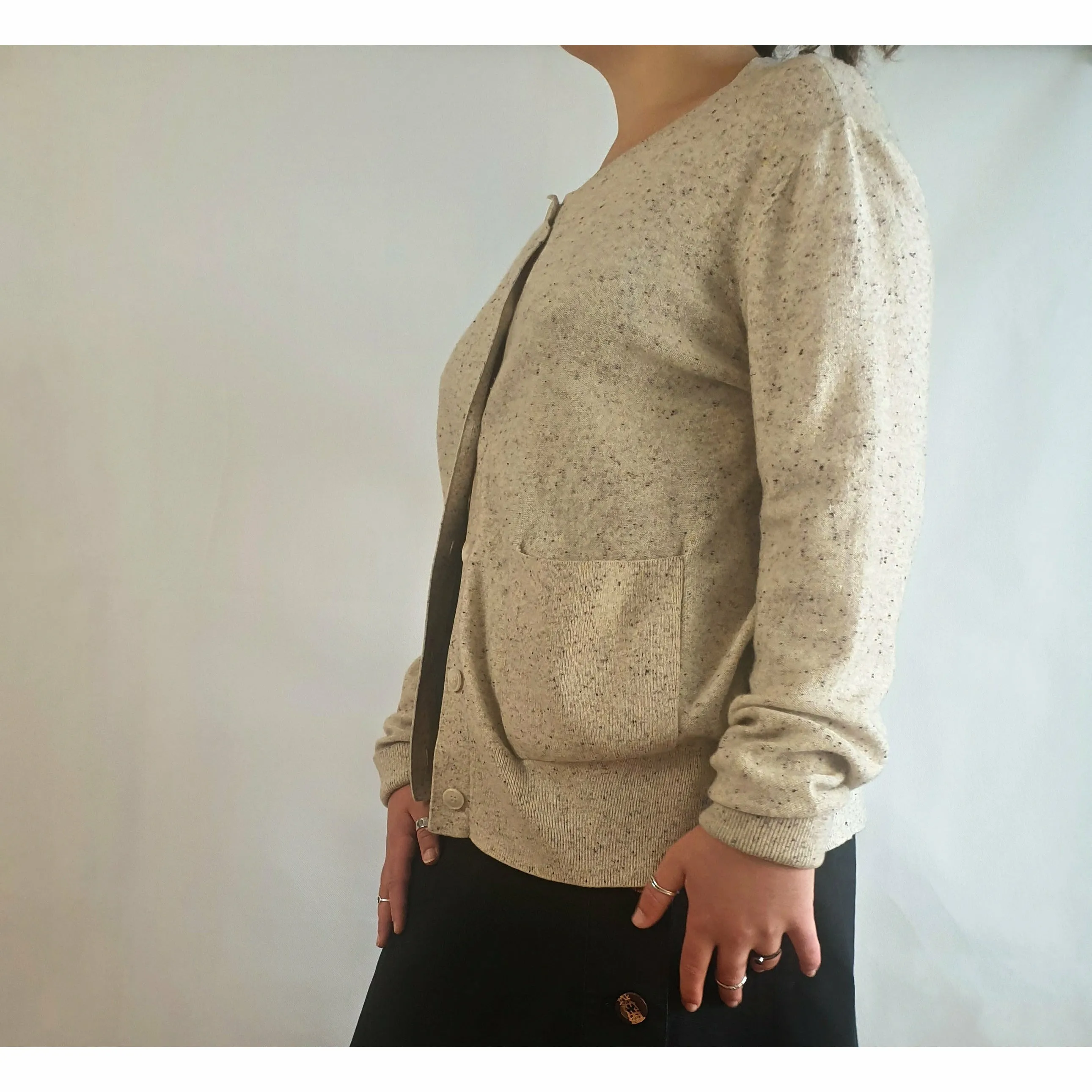 Cos 100% wool natural coloured cardigan with flecks size L (best fits 14)