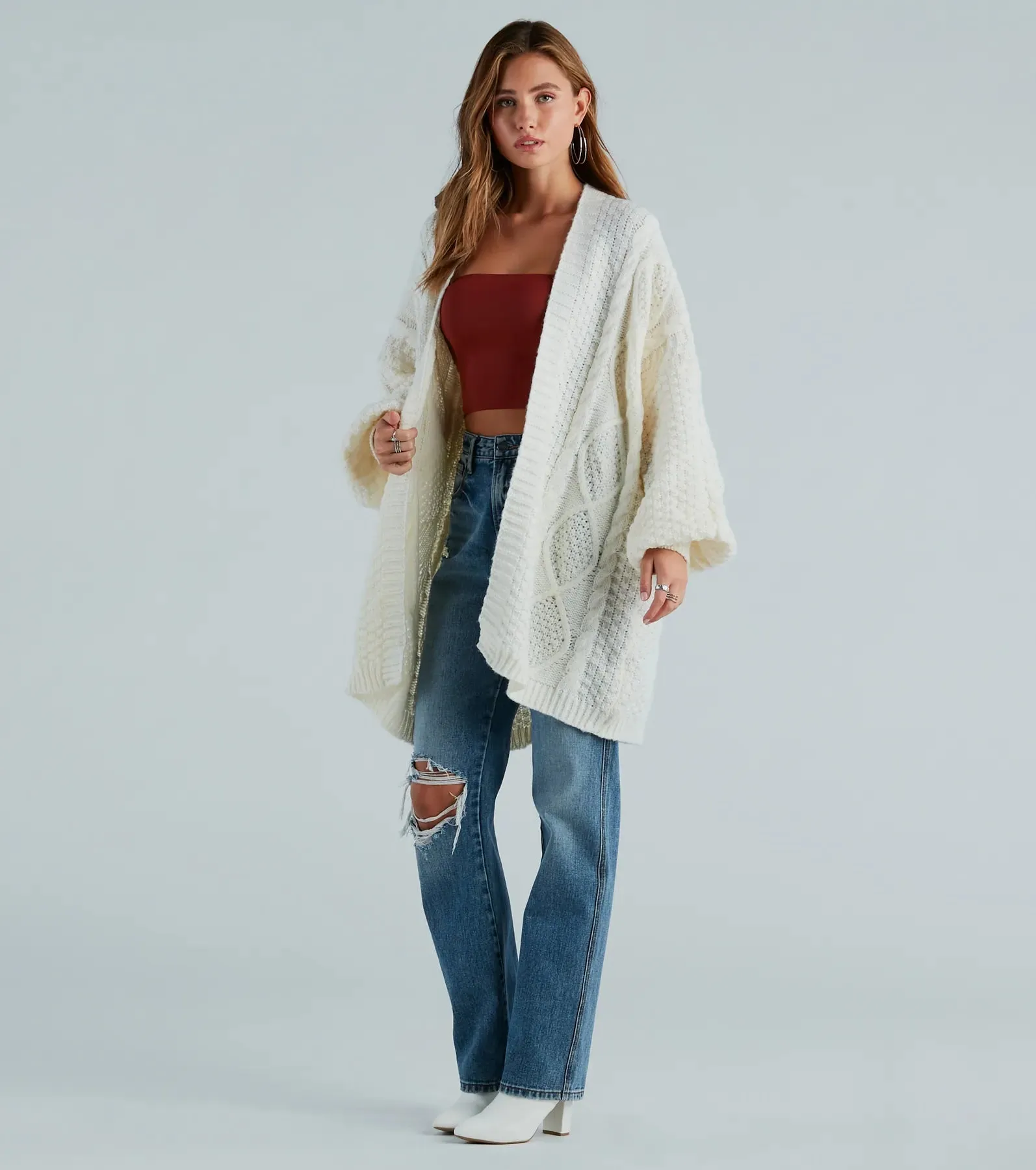 Coziest Cutie Oversized Cable Knit Cardigan