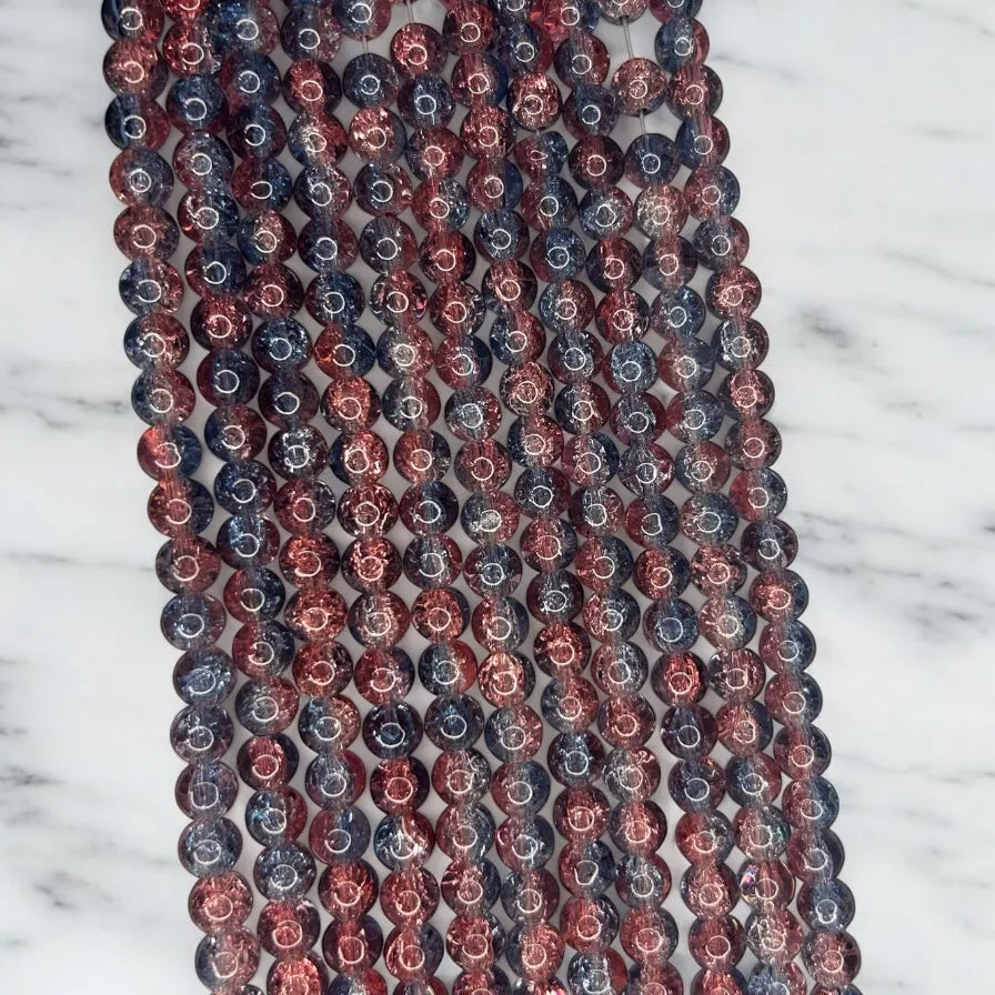 Crackle Beads 8mm - Light Blue & Peach