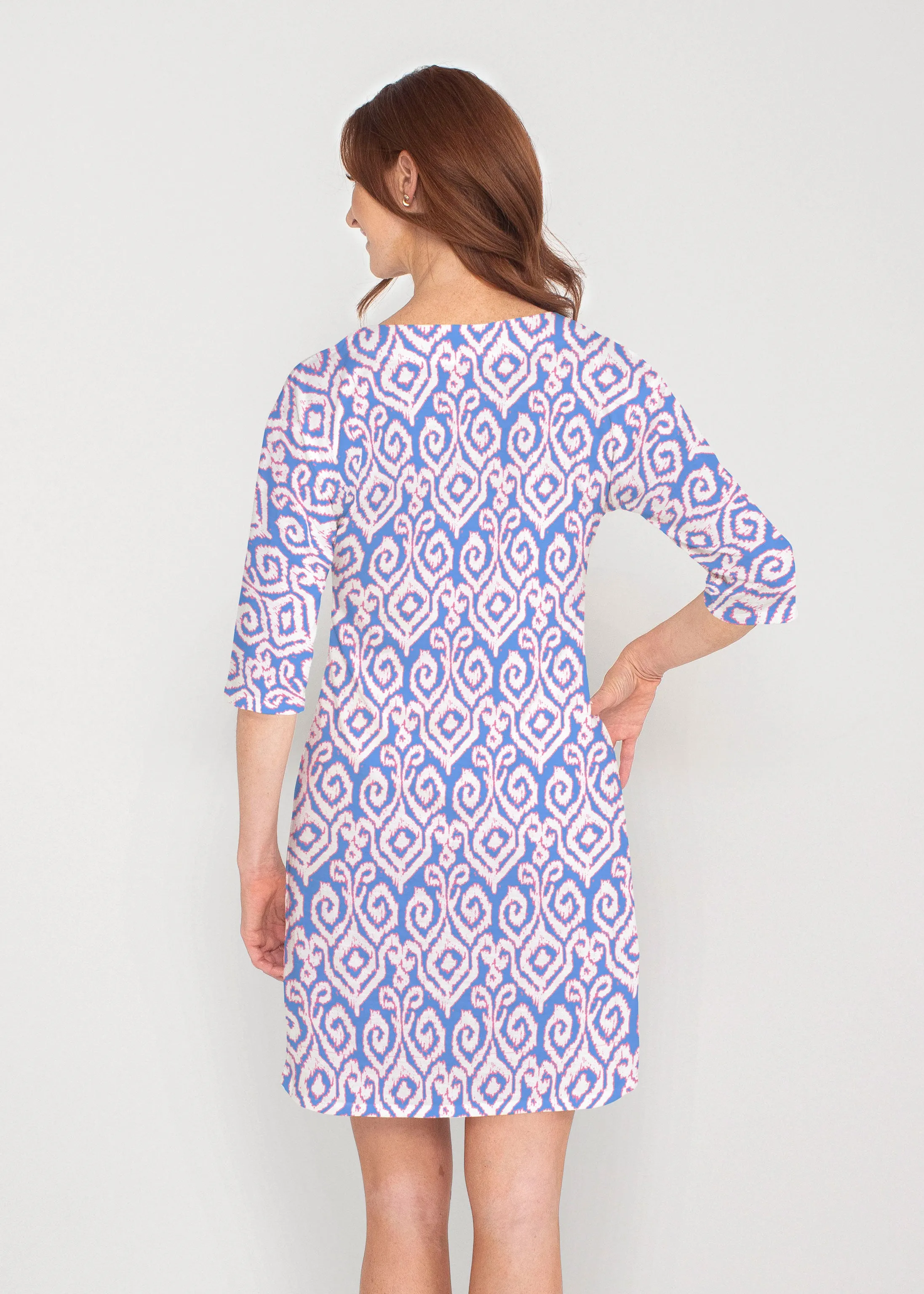 Crayola Royal (8023) ~ Drop Shoulder 3/4 Sleeve V-Neck Dress