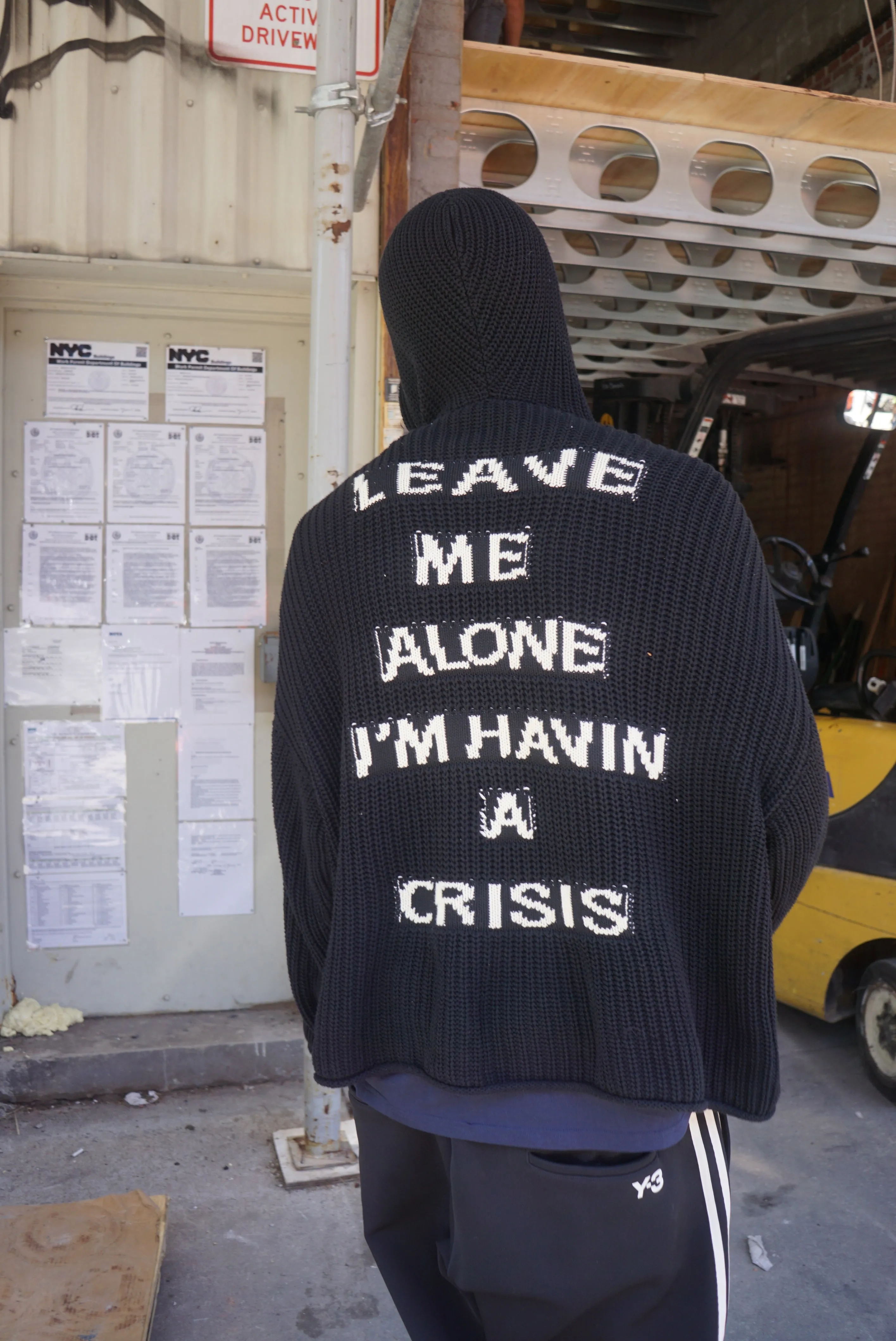 Crisis Knit Hoodie Sweater Black