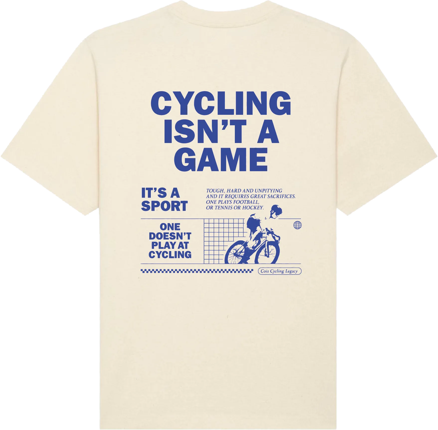 Cycling isn't a game oversized unisex cycling T-shirt (natural - electric blue)