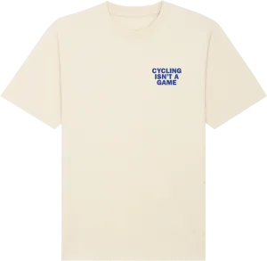 Cycling isn't a game oversized unisex cycling T-shirt (natural - electric blue)