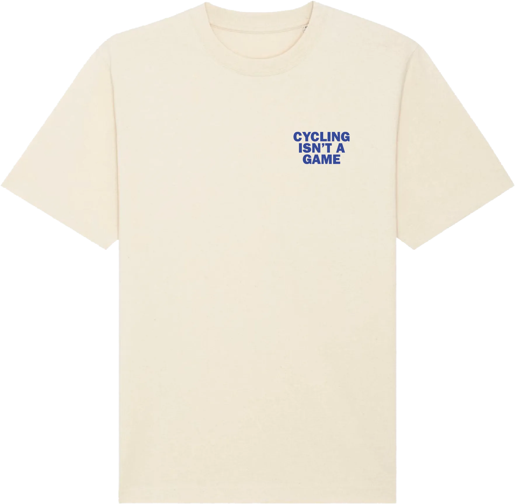 Cycling isn't a game oversized unisex cycling T-shirt (natural - electric blue)