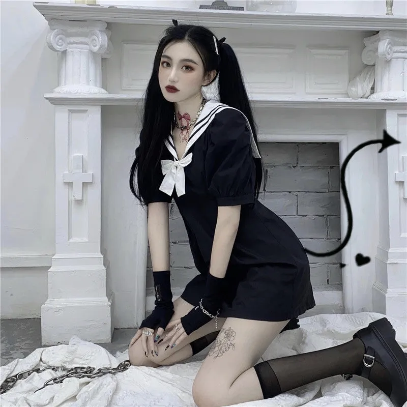 Dark sailor dress KF81538