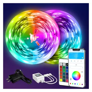 DAYBETTER LED Strip Lights 130ft Lights Strip for Bedroom, Desk, Indoor Room Bedroom Brithday Gifts RGB Decor with Remote and 24V Power Supply
