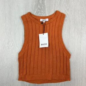 Dazie Womens Orange Self Love Knit Tank Size 10 (New)