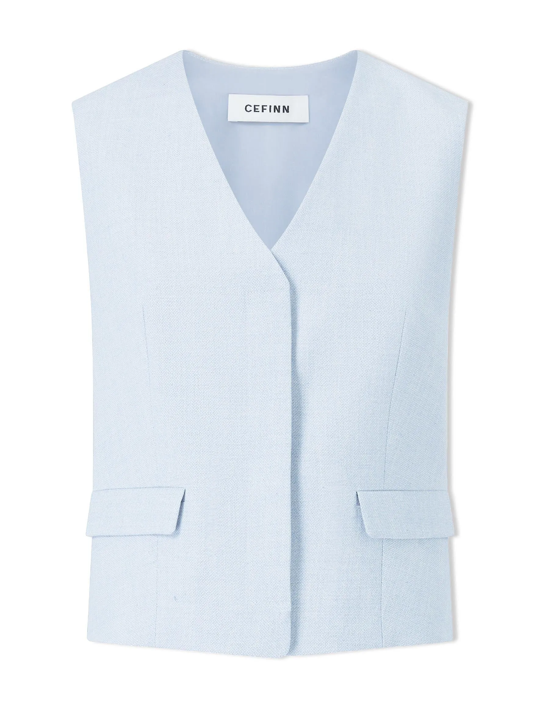 Deacon Linen Blend Waistcoat - Pale Blue