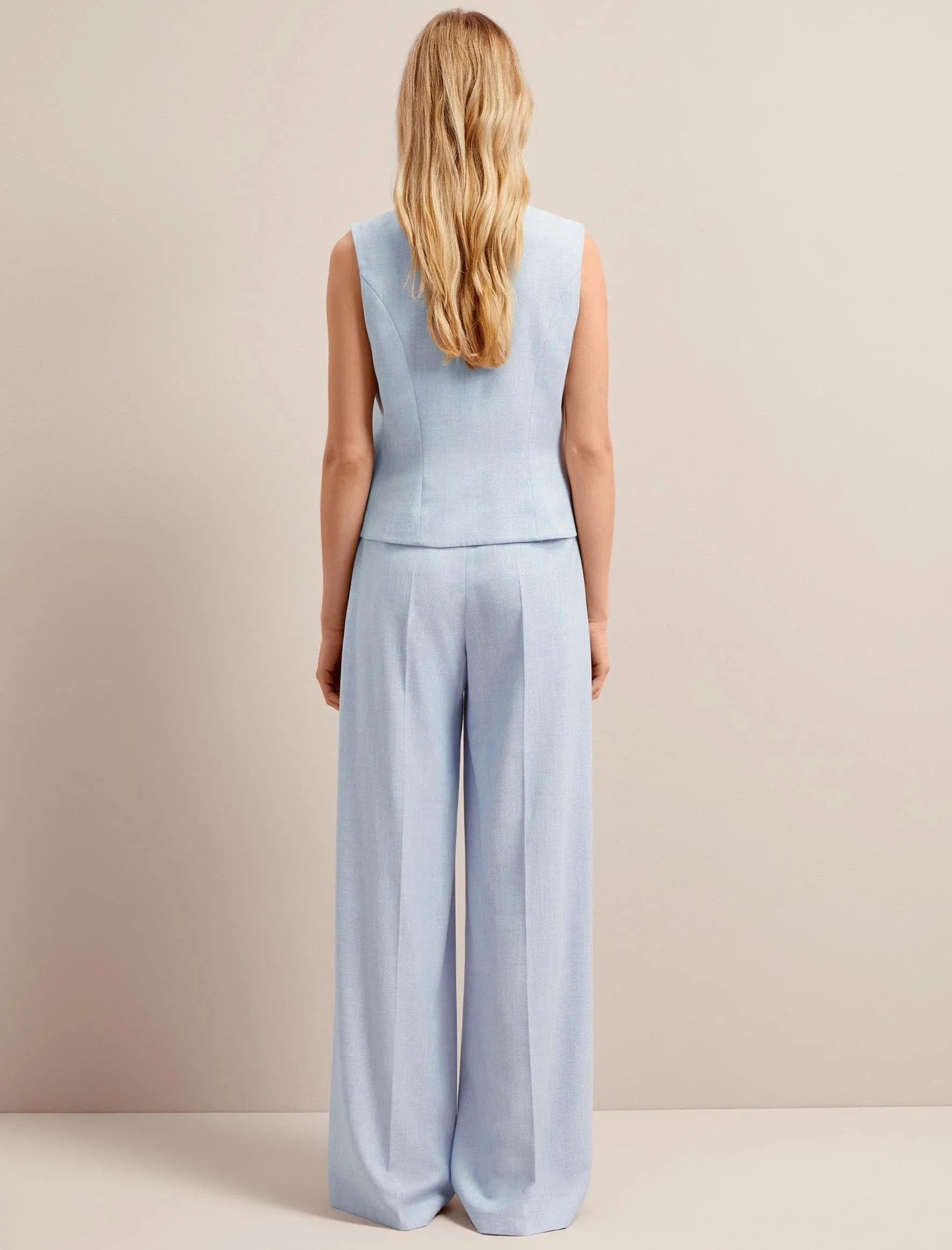 Deacon Linen Blend Waistcoat - Pale Blue