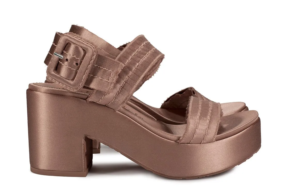 Decima Satin Midi Platform Bisque