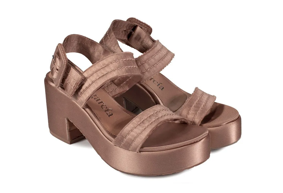 Decima Satin Midi Platform Bisque