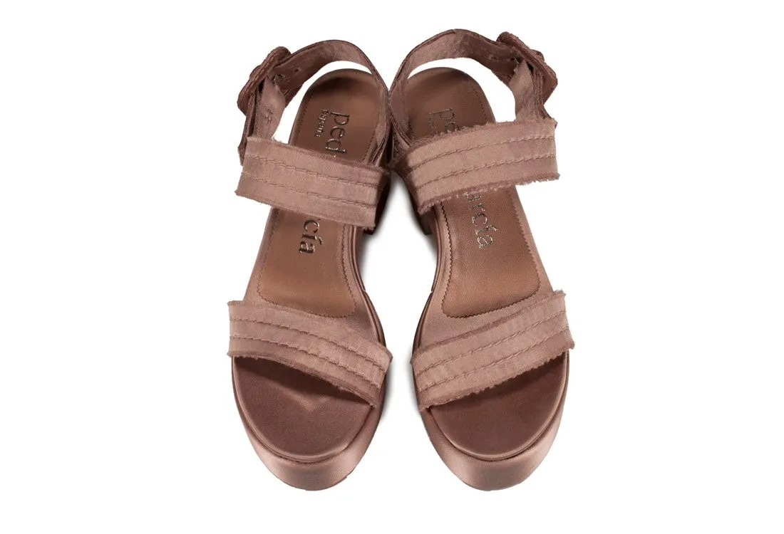 Decima Satin Midi Platform Bisque