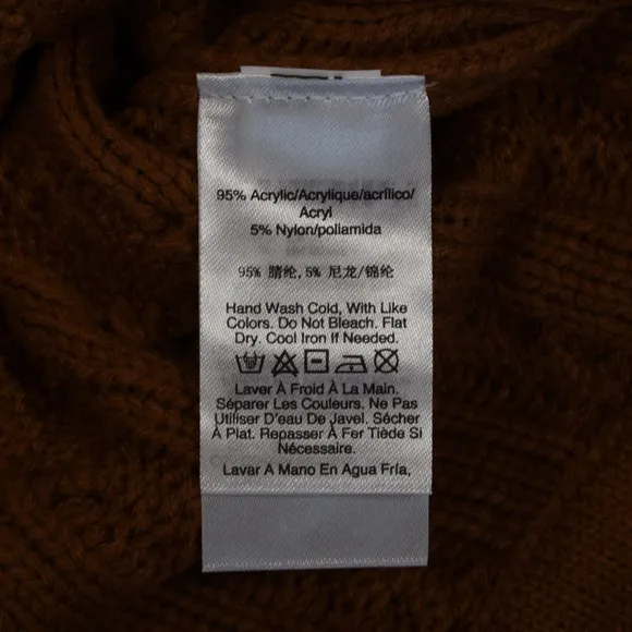 DKNY Jeans Women's Crew Neck Drawstring Hem Cropped Knit Sweater Brown Size M