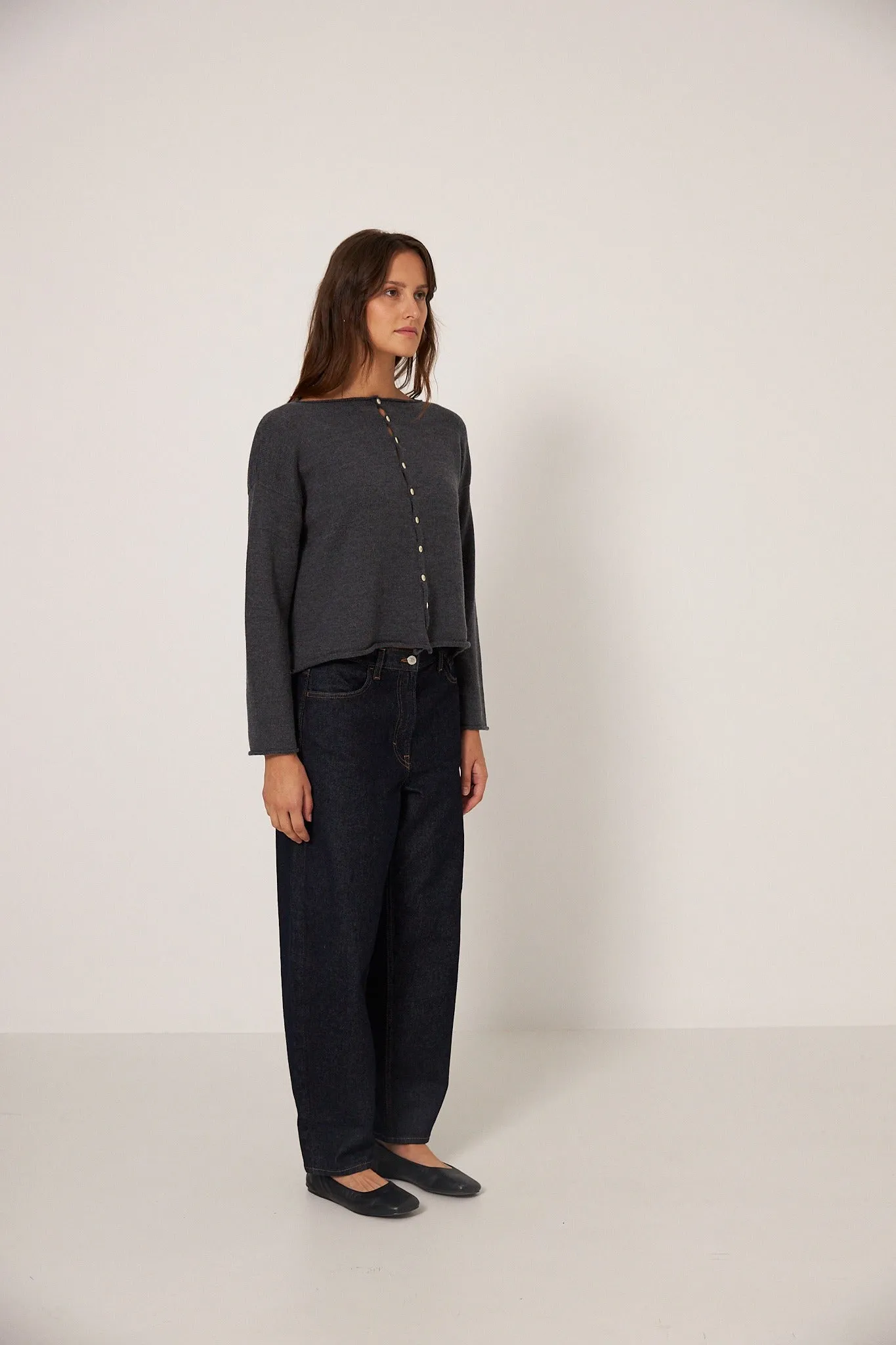 Doll's Reversible Cardigan - Shadow Grey