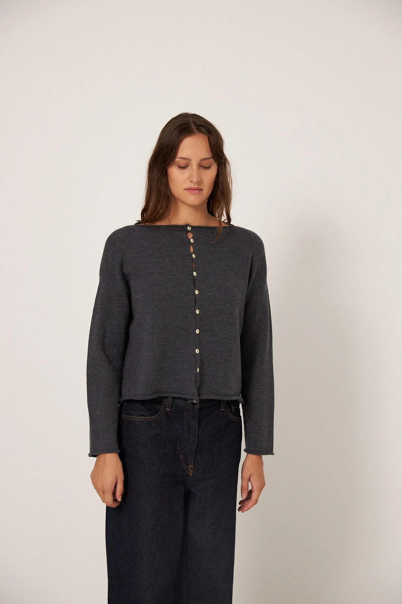 Doll's Reversible Cardigan - Shadow Grey