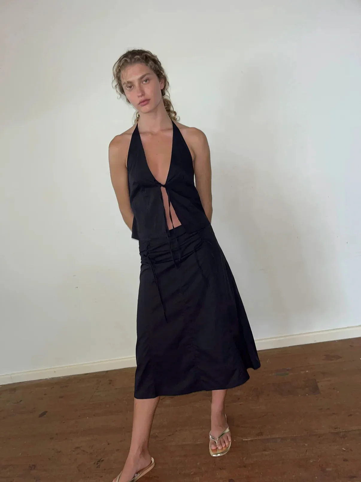 Double Lace Up Skirt - Black