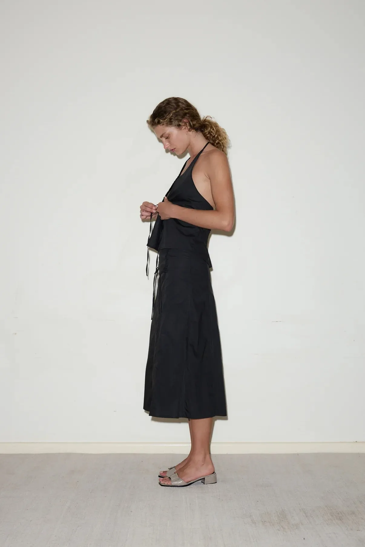 Double Lace Up Skirt - Black
