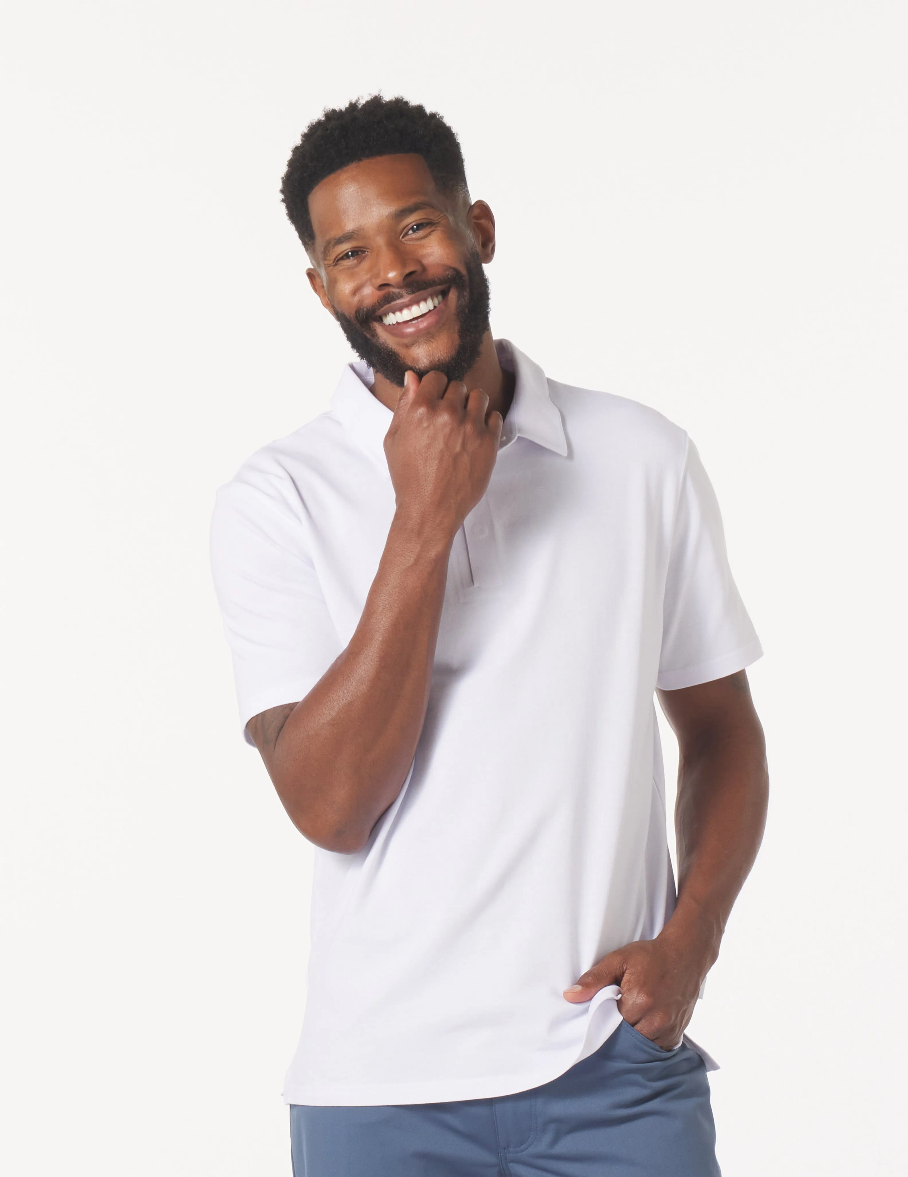 Eagle Pique Polo: White