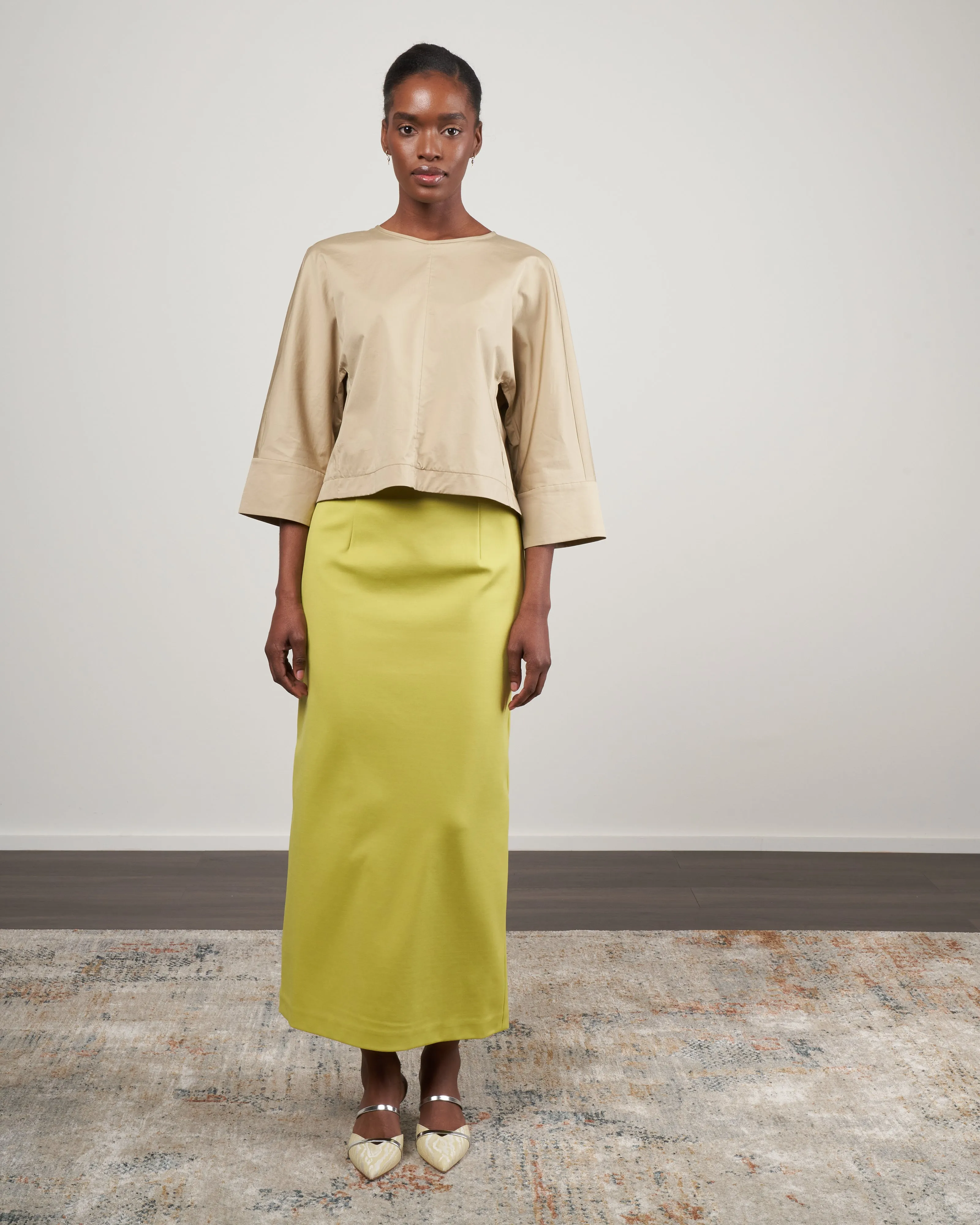 eco poplin sculpted top - clay