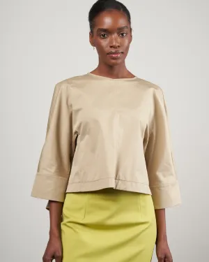 eco poplin sculpted top - clay
