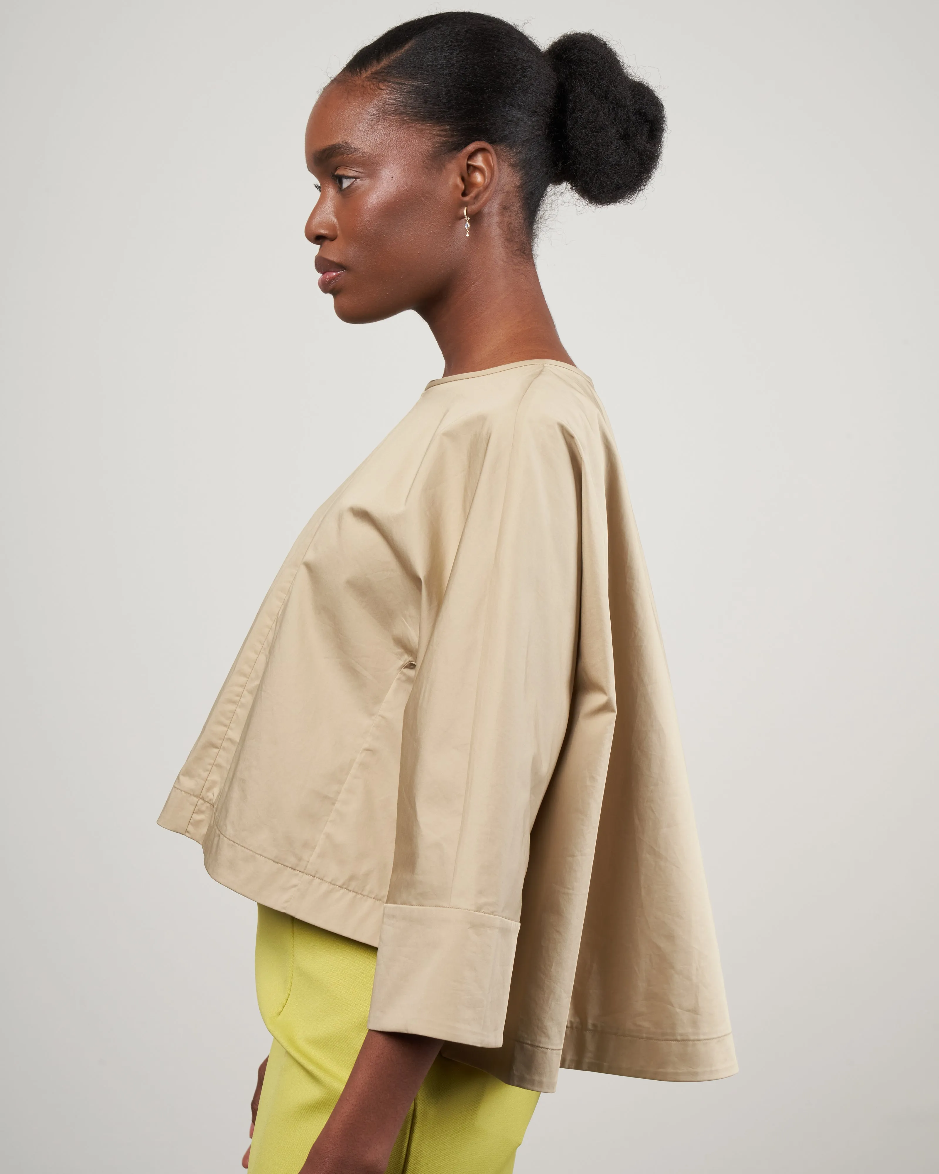 eco poplin sculpted top - clay