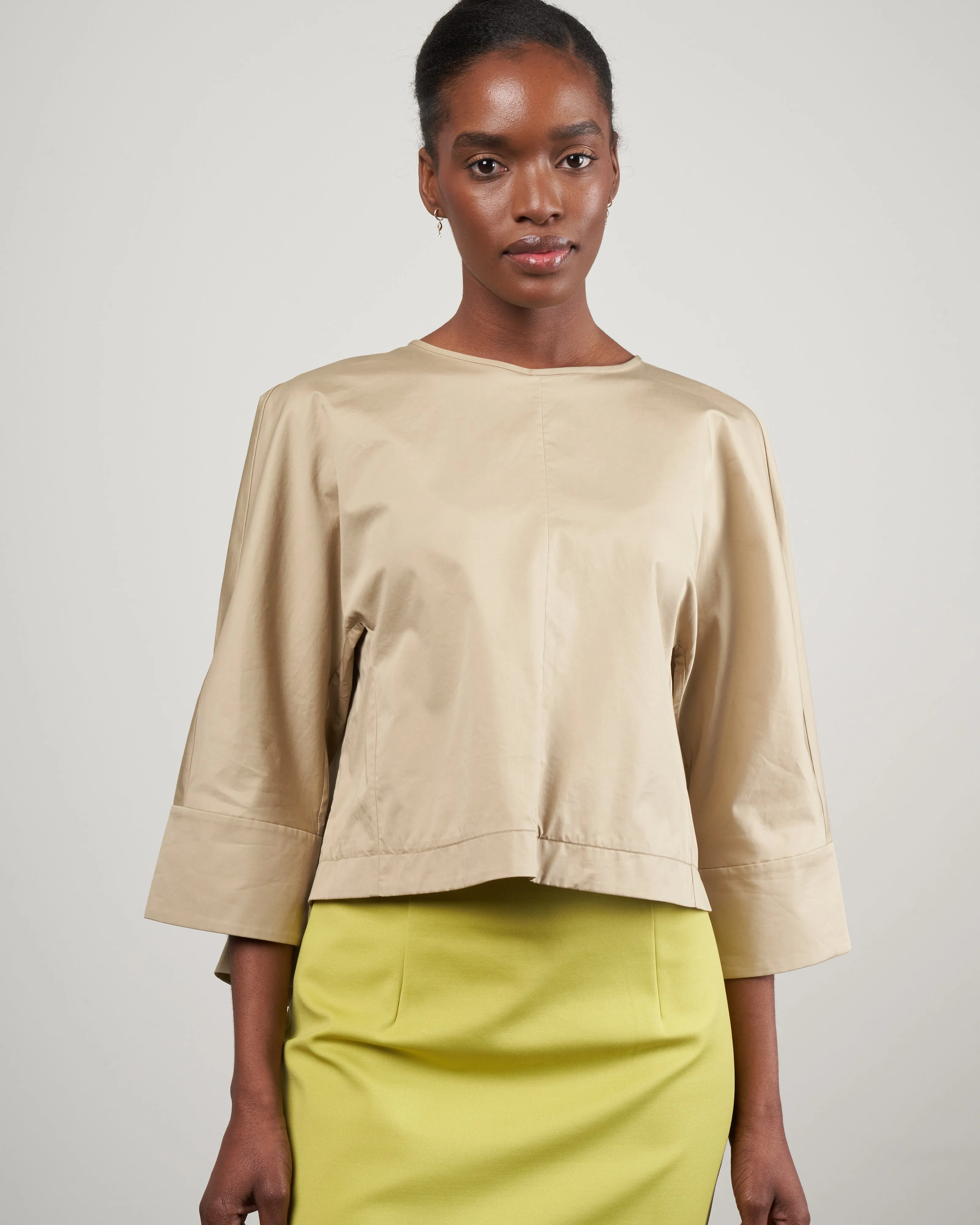 eco poplin sculpted top - clay