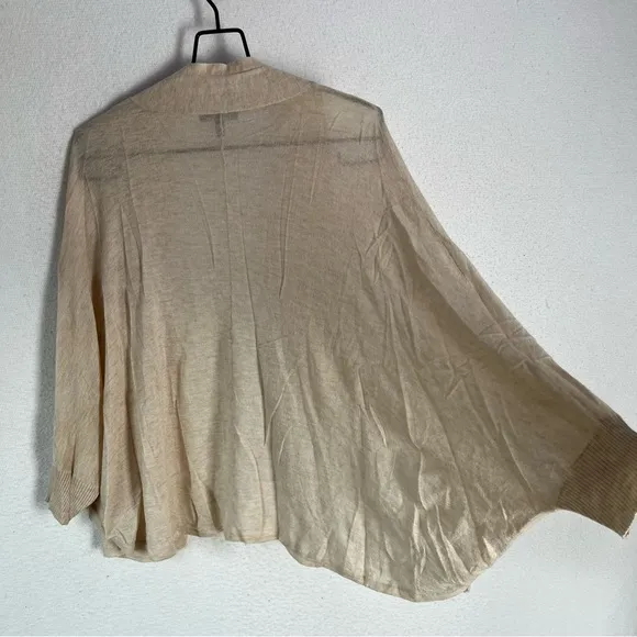 Eileen Fisher Cardigan Women's Large Beige Wool Camel Blend Open Front Swing