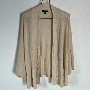 Eileen Fisher Cardigan Women's Large Beige Wool Camel Blend Open Front Swing