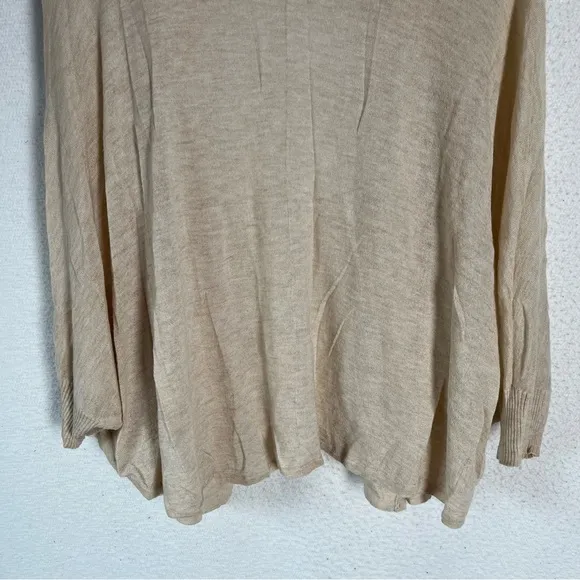 Eileen Fisher Cardigan Women's Large Beige Wool Camel Blend Open Front Swing