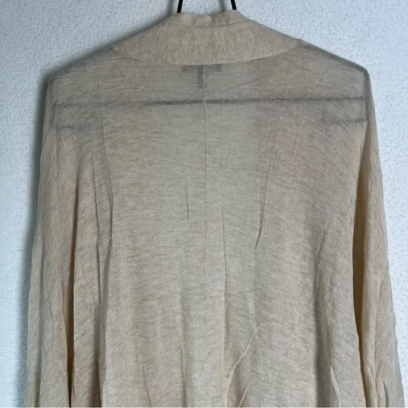 Eileen Fisher Cardigan Women's Large Beige Wool Camel Blend Open Front Swing