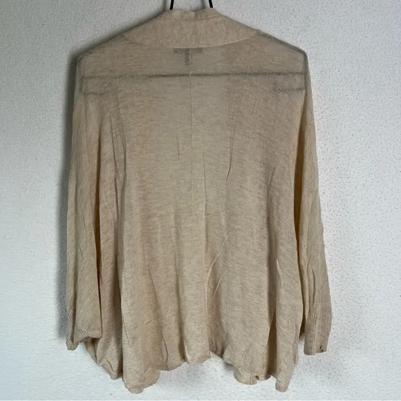 Eileen Fisher Cardigan Women's Large Beige Wool Camel Blend Open Front Swing