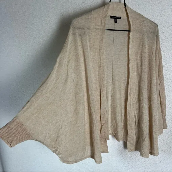 Eileen Fisher Cardigan Women's Large Beige Wool Camel Blend Open Front Swing