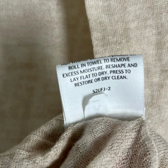 Eileen Fisher Cardigan Women's Large Beige Wool Camel Blend Open Front Swing