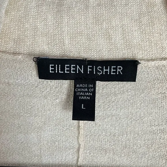 Eileen Fisher Cardigan Women's Large Beige Wool Camel Blend Open Front Swing