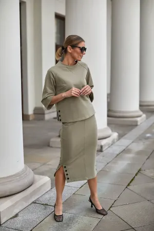 Elegant Boxy Top Fitted Skirt Set