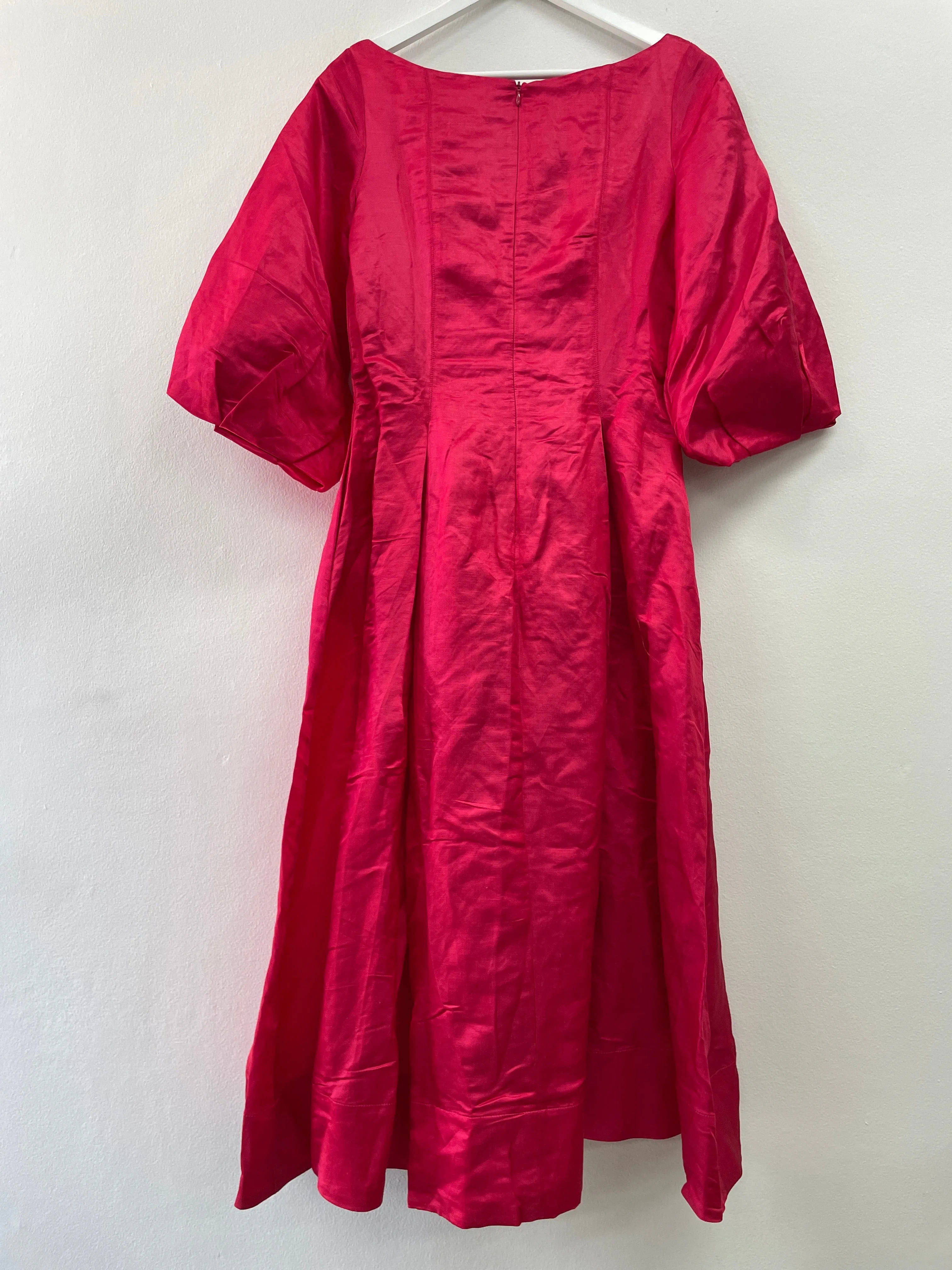 Ellipse Balloon Sleeve Midi Dress - Passion Pink
