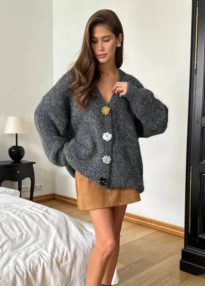 Embellished Button Knit Cardigan