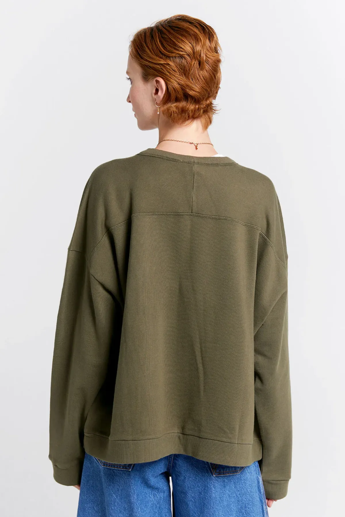 EMBROIDERED RUNAWAY GIRL ORGANIC CREWNECK SWEATSHIRT