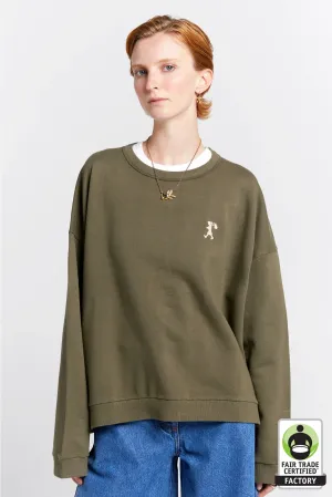 EMBROIDERED RUNAWAY GIRL ORGANIC CREWNECK SWEATSHIRT