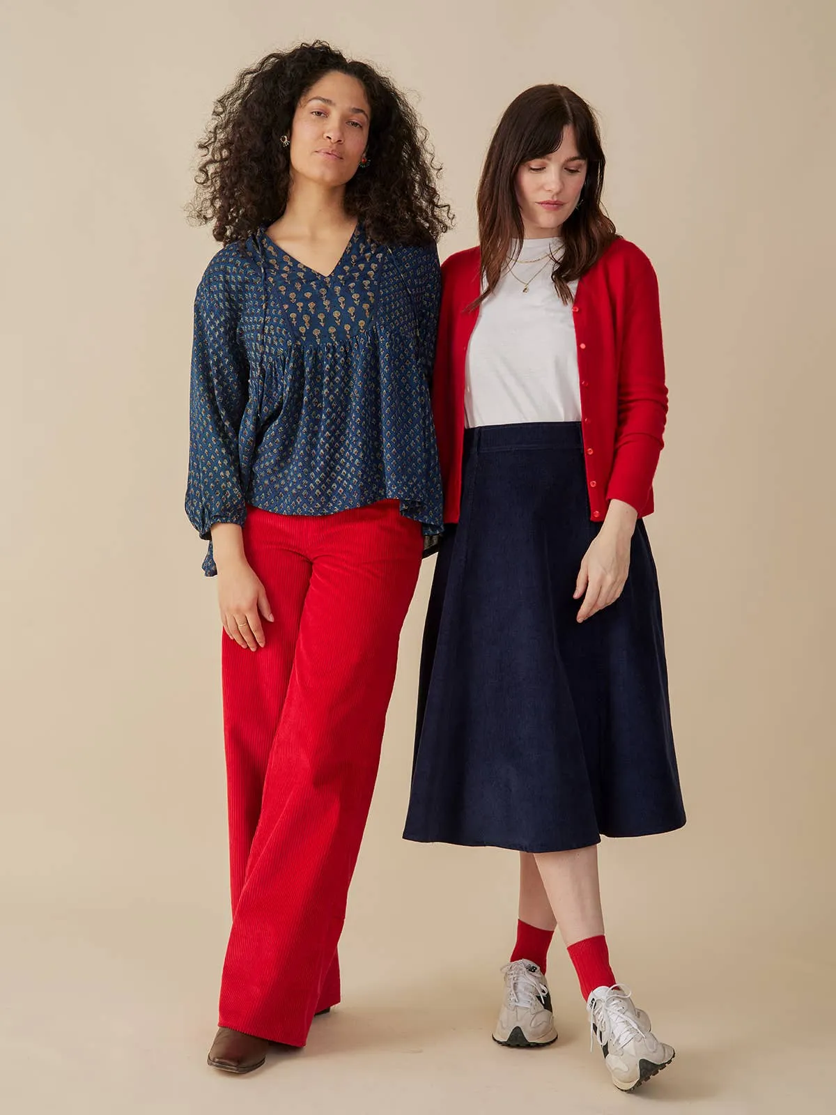 Emma A-Line Skirt Navy Corduroy