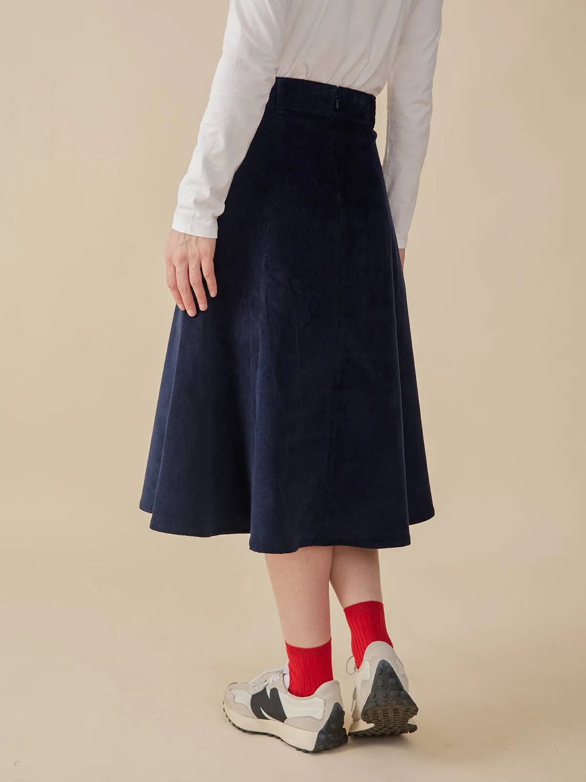 Emma A-Line Skirt Navy Corduroy