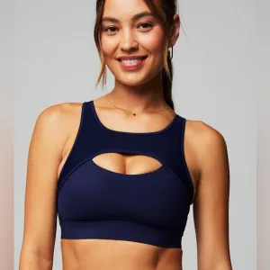 Fabletics Mesh Breathable Medium Impact Sports Bra Deep Navy Blue Size Medium